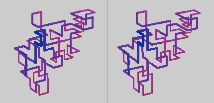 stereo image of a lattice granny knot