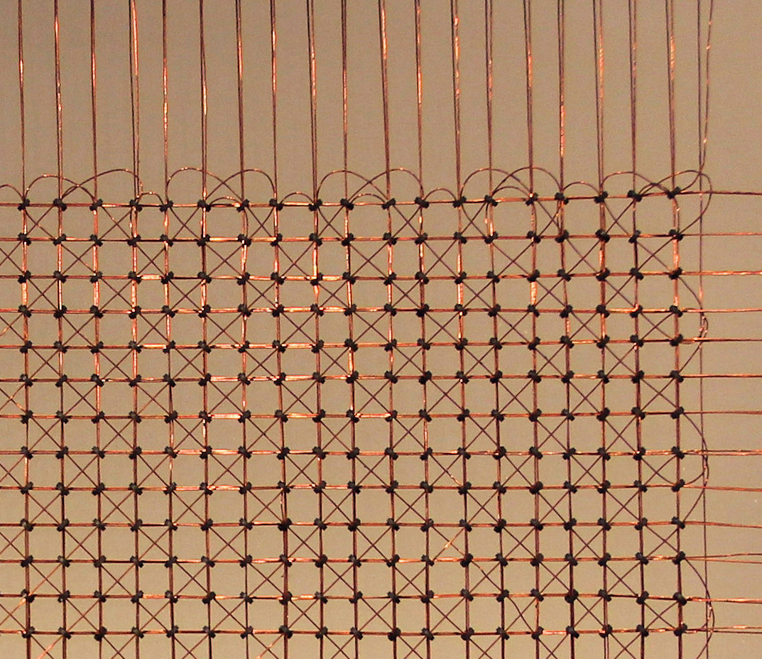 A plane of magnetic-core memory from the Whirlwind computer, on display at the Computer Museum in Mountain View, Calif.