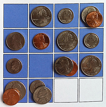 four coins and two blanks: second solution