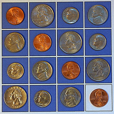 initial configuration of four permutations of coins