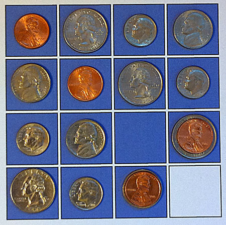 coins after second adjustment to restore permutation