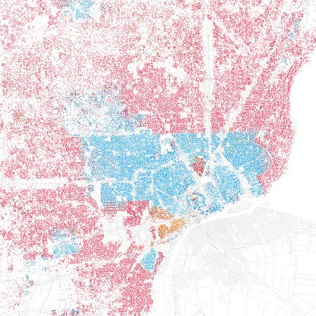 Eric Fischer's map of race and ethnicity in Detroit