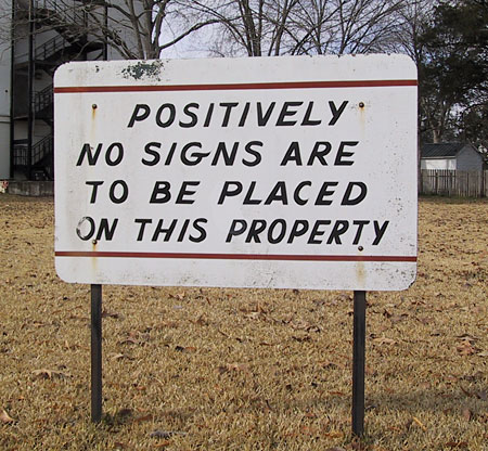 Sign reading 