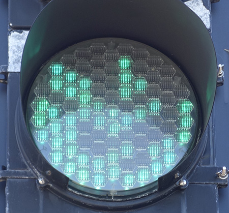 green traffic light with 40 dark pixels out of 85; location: Boston Ave., Somerville MA