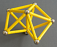 four tetrahedra glued along faces, leaving a gap a little too large for a fifth tetrahedron