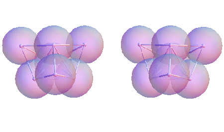 stereoscopic images of a seven-sphere cluster 