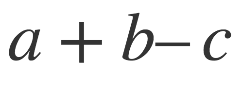 Typeset expression a + b- c, with too little space between the b and the minus sign.