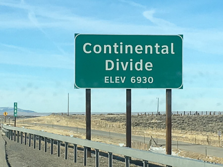 continental divide sign at elevation 6930