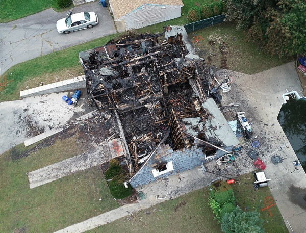Burned dwelling in Lawrence, MA.