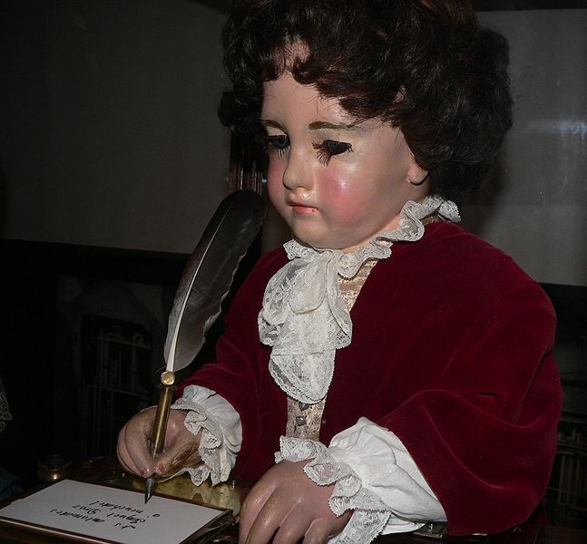 A clockwork automaton called 'the Writer,' created by Pierre Jaquet Droz in the 1770s.