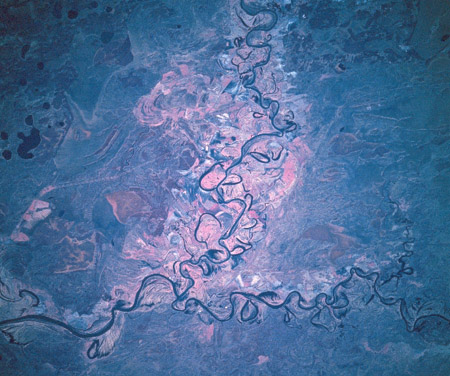 Tobol and Tavda Rivers, from Space Shuttle