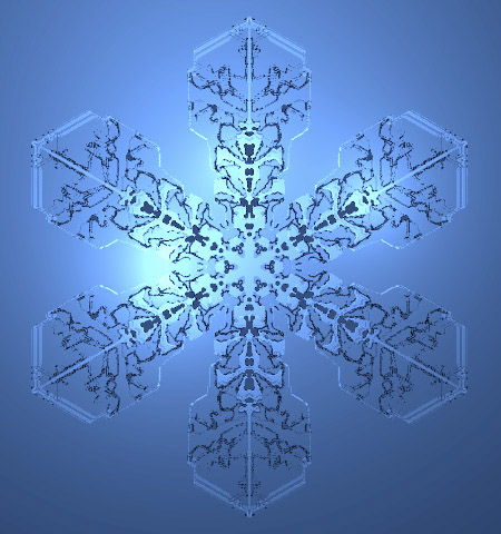 Image 15 from the Gravner-Griffeath snowfake slideshow at psoup.math.wisc.edu/pub/Snowfakes.pdf